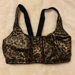 Leopard print spanx workout bra top.